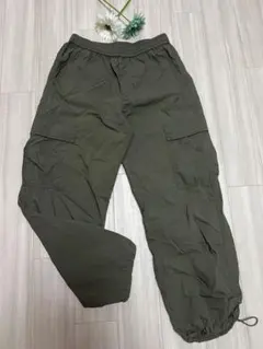 カーゴパンツ ウエストゴム カーキ