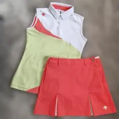 DESCENTE GOLF ノースリーブ ポロシャツ スカート セットでお得
