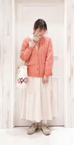 samansa mos2 柄編み前後2wayリボンニット