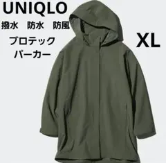 ユニクロ　撥水　防水　防風　　ブロックテックハーフコート　パーカー　オリーブXL
