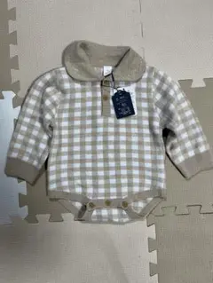 『新品　タグ付き』cottoli 80チェック柄ロンパース ベージュ