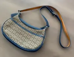 【希少カラー】COACH ミニシグネチャー ショルダーバッグ ベージュ/ネイビー
