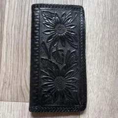 長財布 本革 カービング 彫刻 ハンドメイド レザーウォレット メキシコ製 箱入
