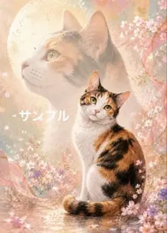 一作限り】桜舞う枝にたたずむ三毛猫 和風幻想アート A028 - メルカリ