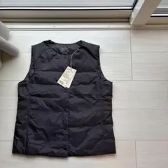 無印良品M ダークブラウンノーカラーダウンベスト　新品