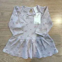 H&M エイチアンドエム ベビー 長袖 ワンピース 花柄 ラベンダー 80