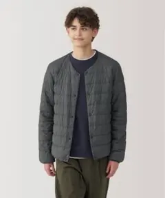 紳士　軽量ダウンノーカラージャケット（帯電防止裏地）　美品　Lサイズ