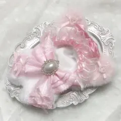 ぬい服　着ぐるみ　10〜12cm用　ホワイト ピンク ねこ チェーンフック付きのサムネイル