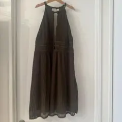 H&M オリーブグリーン ノースリーブ プリーツミニドレスのサムネイル