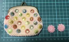 がま口　ビーズ　ピンク　がまぐち　イヤリング　昭和レトロ