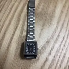 CASIO スクエア型 アナログ腕時計 シルバー ブラック文字盤
