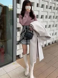 GRLグレイル新品インパン裏地付きチェック柄ツイードミニスカートS