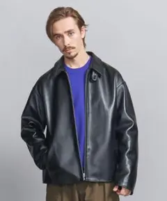 【最終値下げ】BEAUTY&YOUTH NZ シープ レザー ブルゾン 黒
