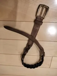 ブラウン スエード 編み込み ベルト