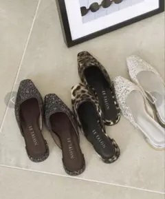 2024AW【LE TALON】スクエアカットミュール　レオパード L 24.5