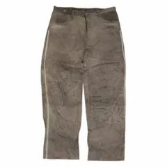 ドイツ 本革レザーパンツ チェーン装飾 刺繍 ユーロヴィンテージ 52