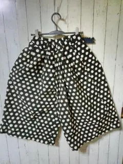 四季OK　着2回　タック　ボリューム　パンツ　黒地×白ドット　プロフで全品見てね