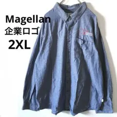 【希少企業ロゴ刺繍】 Magellan デニムシャツ 2XL 古着 ビッグサイズ