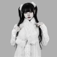 DimMoire【ディムモアール】十字の誓いつぎはぎマフラー 白　WHITE