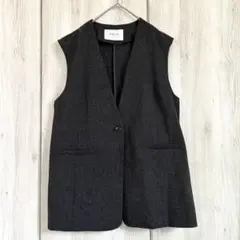 opaque.clip オペークドットクリップ ベスト　ジレ　前開き　ブラック