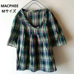 マカフィー　ブラウス　チェック　コットン　リネン　ゆったり