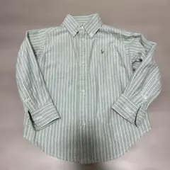 Ralph Lauren 緑と白のストライプ 長袖シャツ 3/3T