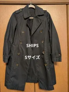 SHIPS ブラック トレンチコート S