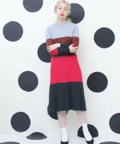 Dot＆Stripes CHILD WOMAN 太ボーダーフレアワンピース