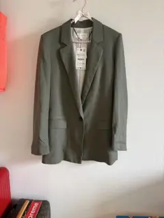 新品ZARA リネン混テーラードジャケット カーキ XSのサムネイル