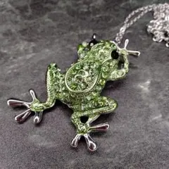 カエル型クリスタルネックレス ブローチ 2way