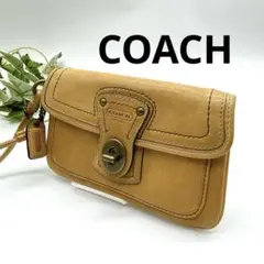 COACH コーチ アクセサリーポーチ レザー ベージュ　小物入れのサムネイル