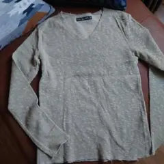 ビームス Vネック 長袖カットソー ベージュ Sサイズ