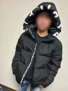 値下げ！美品 CavariA キャバリア フードプリント入 ダウン 黒 L