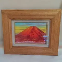 真作 陶板額 赤富士 池田満寿夫 伝統工芸 縁起物 富士山 陶板画 ☆443