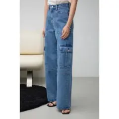 AZUL by moussy ケミカルウォッシュワイドカーゴデニム美品のサムネイル