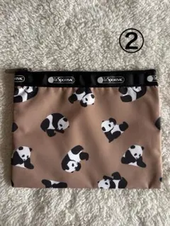 【新品】レスポートサック LeSportsac ポーチ パンダ柄 ベージュ ②