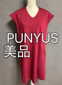 PUNYUS プニュズ　ゆったり　Vネックワンピース　レッド　美品のサムネイル