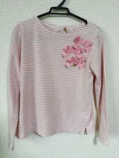 Bebe リボン付きストライプ長袖 カットソー　女の子　130cm