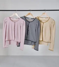 新品タグ付き　配色ギンガムチェックカーディガンキャミセット