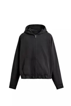 ZARA ボクシーフィット ジップパーカ ー S ブラック