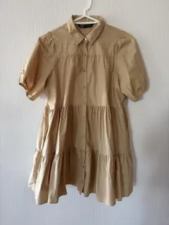 美品 ZARA ザラ　ティアードフレアシャツワンピース チュニック　Mサイズ