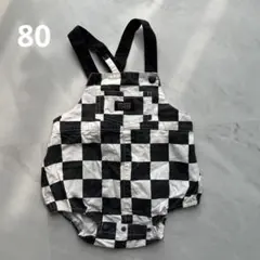 バースデイ マイリトルワンダー チェッカー柄 サロペット ロンパース 80