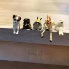 動物フィギュアセット（犬、アライグマ、ウサギ、キリン、アシカ）