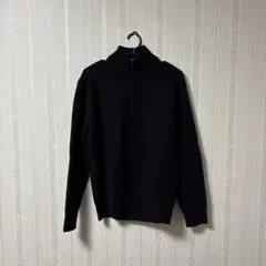 【タグ付き】スフレヤーンハーフジップセーター ブラック M