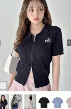 GRL ニットロゴ刺繍ダブルジップトップスのサムネイル