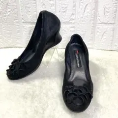 【美品】コンポジション9 パンプス リボン ブラック 22.5㎝