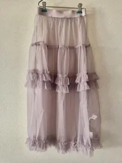 【新品】シースルーフリルロングスカート