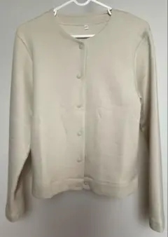 無印良品　二重編みスウェットカーディガン婦人Ｍ・アイボリー