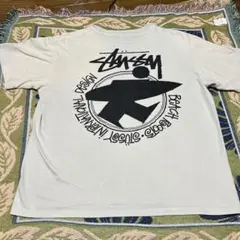 STUSSY Tシャツ M ビーチルーツ 両面 サーフマン 白 アイボリー