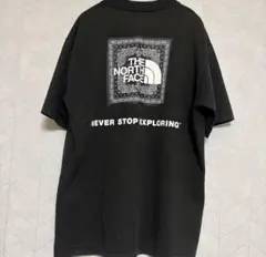 ザノースフェイス 半袖 Tシャツ バンダナ柄 スクエアロゴ 黒 S